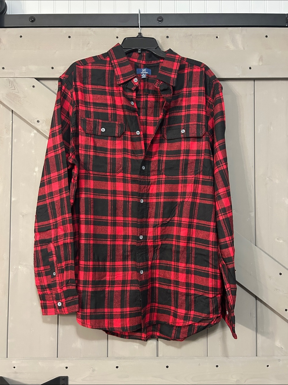 George Red & Black Plaid Button-Down Shirt